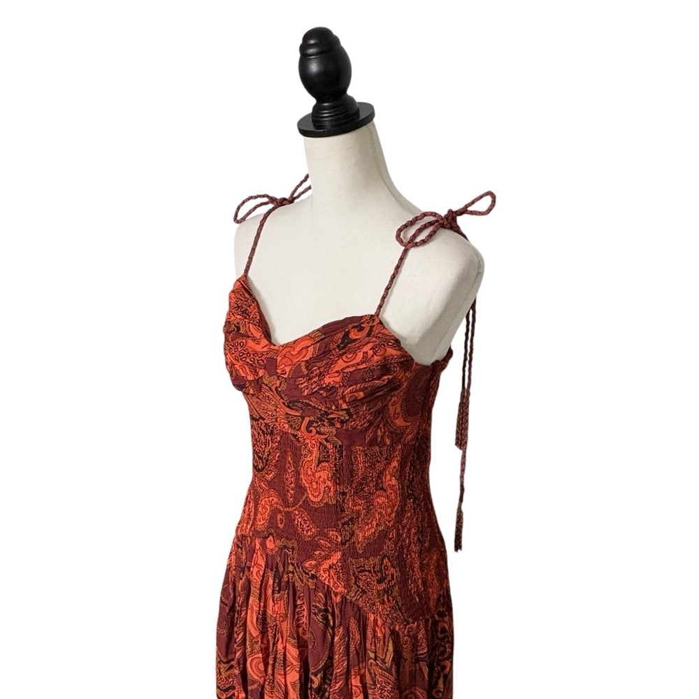 NWT Farm Rio x Anthropologie Drop Waist Printed Midi Dress M Leopard Paisley - Picture 6 of 16